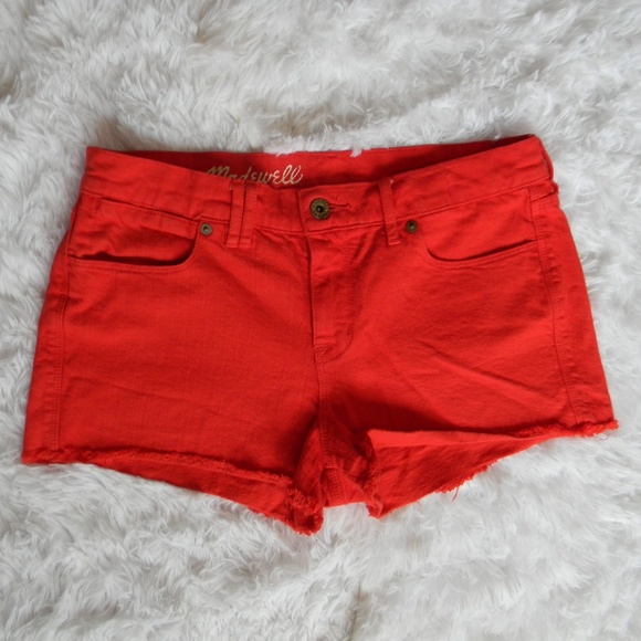 red shorts denim